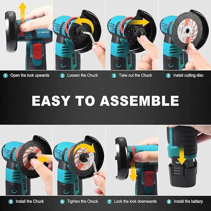 Cordless Brushless Angle Grinder Kit with Cutting, Grinding & Polishing Accessories
