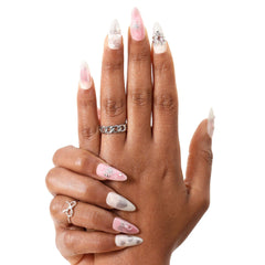 Never Have I Ever - Hearts Of Pearls - Almond Press-On Nails