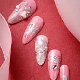 Never Have I Ever - Hearts Of Pearls - Almond Press-On Nails