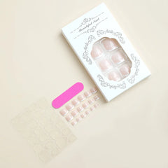 Cyflymder French False Toe Nails White Edge Design Ins Simple Artificial Toe Nails Patch Wearable Removable Korean Press on Toenails 24pcs
