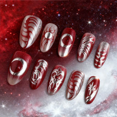 Cyflymder 30pcs Punk Cool Press on Nails Sliver Love Print Fake Nails for Women Girls Wearable Sweet Cool Y2k Style False Nails