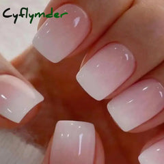 Cyflymder 24 Pcs Short Square French Fake Nail Press On False Nail tips With Stick-on nails Designs Set Full Cover Nail art Accessories