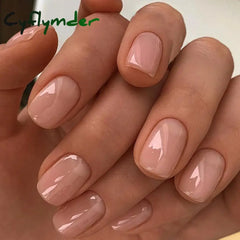 Cyflymder 24 Pcs Short Square French Fake Nail Press On False Nail tips With Stick-on nails Designs Set Full Cover Nail art Accessories