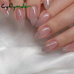 Cyflymder 24pcs Long Stiletto False Nails wave Peals decorated Wearable French Fake Nails Press On Nails Leopard print Almond Manicure Tip