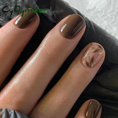 Cyflymder 24Pcs Short Square False Nails with Jelly Adhesive Glitter Gradient Design Detachable Fake Fingernails Full Cover Press on Nails