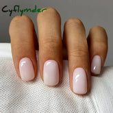 Cyflymder 24pcs Simple French False Nails White Square Head Fake Nails Short Natural Detachable Full cover Nail Tips Press on nails