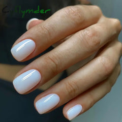 Cyflymder 24pcs Simple French False Nails White Square Head Fake Nails Short Natural Detachable Full cover Nail Tips Press on nails