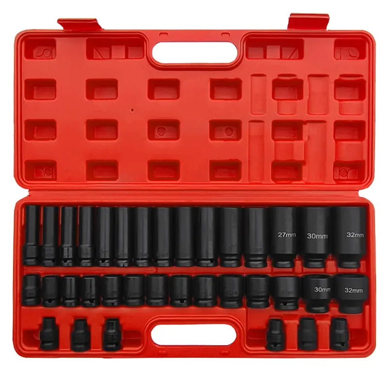 Complete Impact Socket Set with SAE & Metric Sockets, Adapters & Storage Case