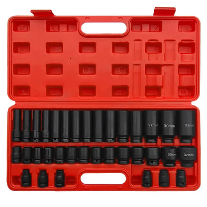 Complete Impact Socket Set with SAE & Metric Sockets, Adapters & Storage Case