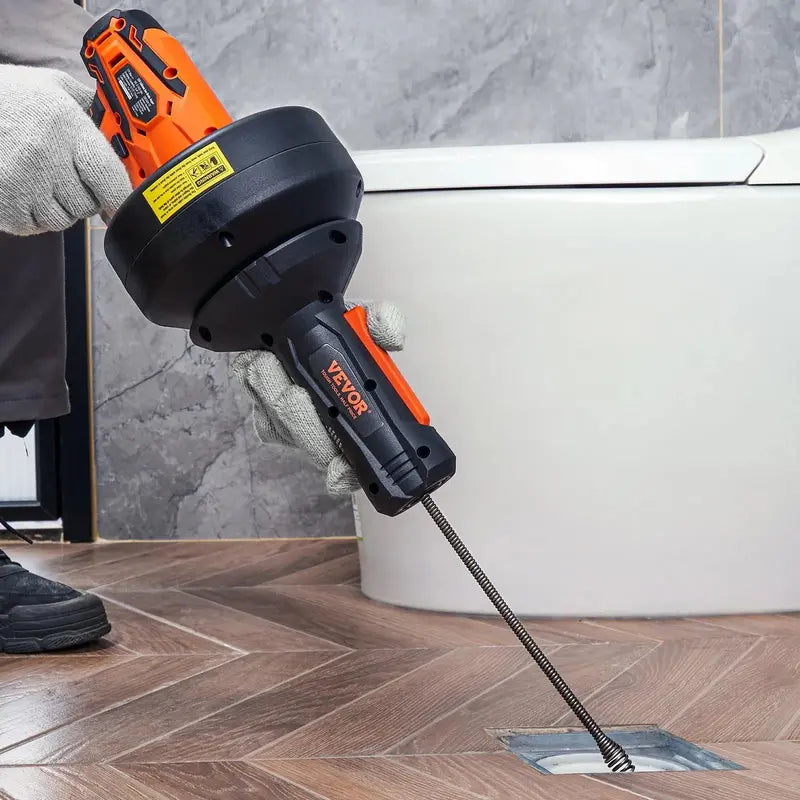 12V Cordless Electric Drain Auger, 25FT Commercial Automatic Feeding Drain Snake, 3/4"-2" Pipe Clog Removal Tool with Power Drill, 2.0Ah Battery & Charger