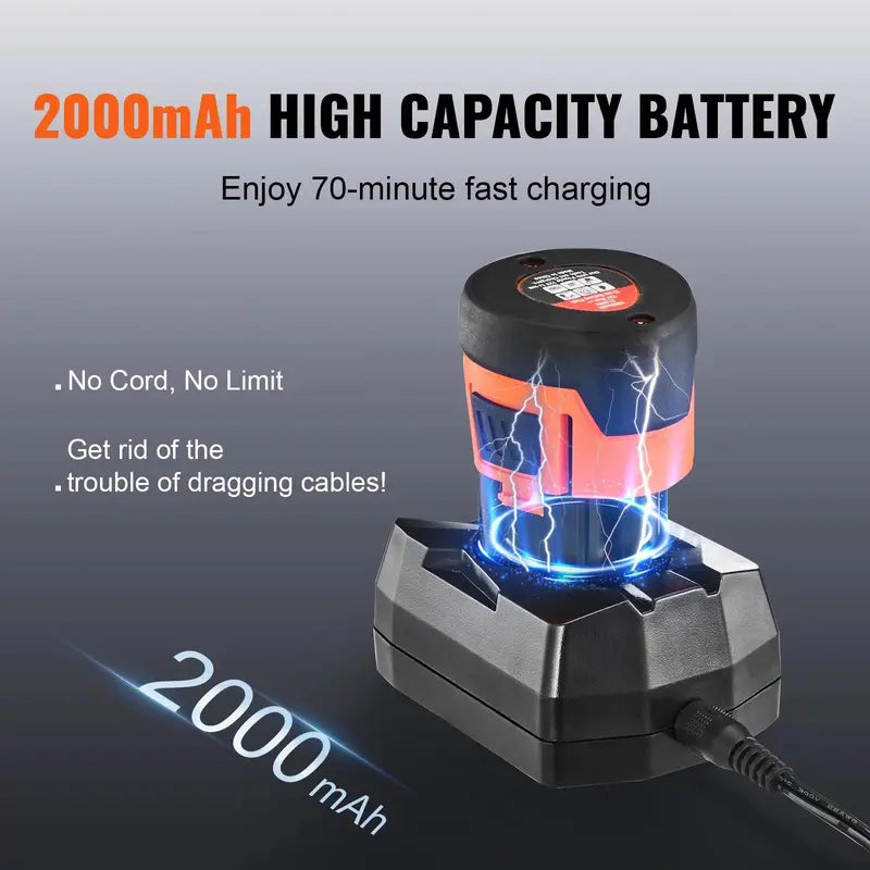 12V Cordless Electric Drain Auger, 25FT Commercial Automatic Feeding Drain Snake, 3/4"-2" Pipe Clog Removal Tool with Power Drill, 2.0Ah Battery & Charger