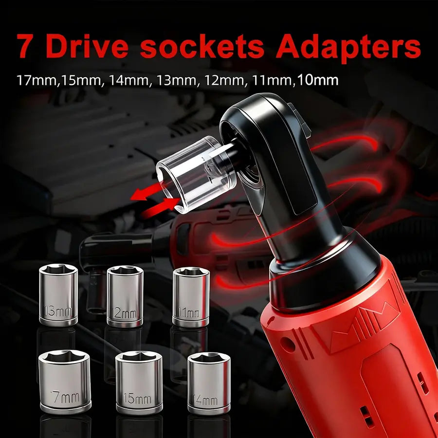 Cordless Electric Ratchet Wrench Set with Rechargeable Batteries & Socket Kit