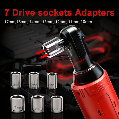 Cordless Electric Ratchet Wrench Set with Rechargeable Batteries & Socket Kit