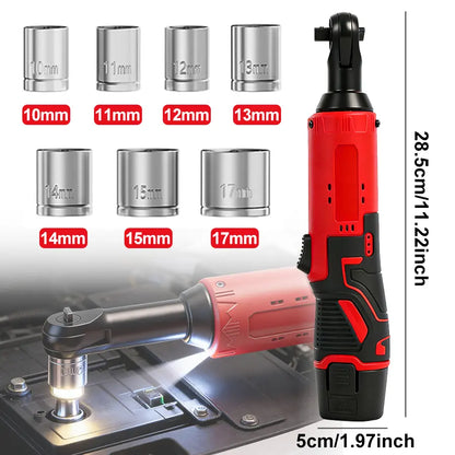Cordless Electric Ratchet Wrench Set with Rechargeable Batteries & Socket Kit