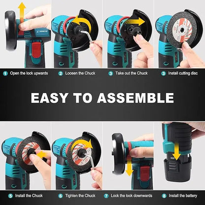 Cordless Brushless Angle Grinder Kit with Cutting, Grinding & Polishing Accessories
