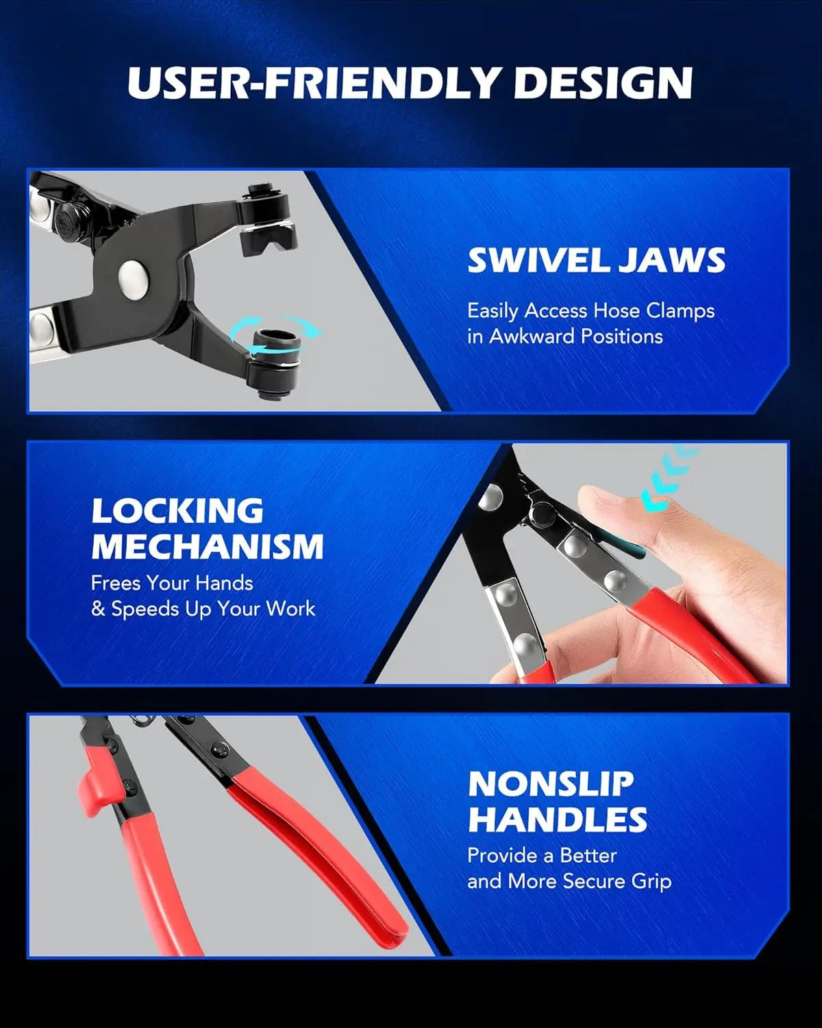 9 Piece Hose Clamp Pliers Set with Long Reach Flexible Cable Design
