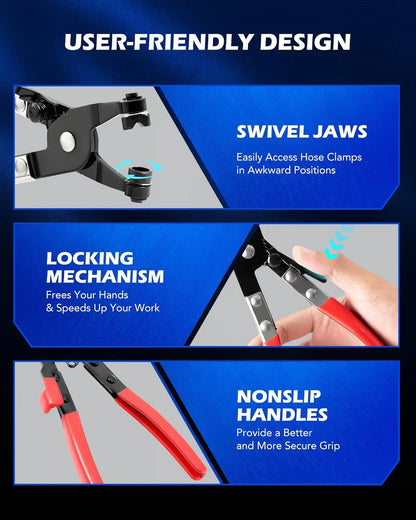 9 Piece Hose Clamp Pliers Set with Long Reach Flexible Cable Design