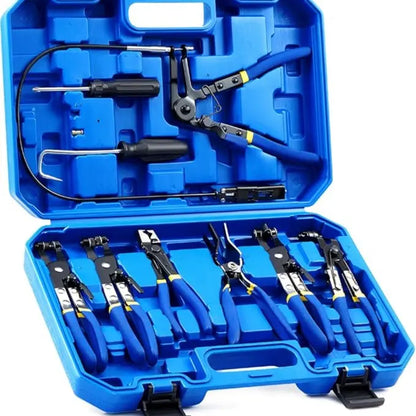9 Piece Hose Clamp Pliers Set with Long Reach Flexible Cable Design