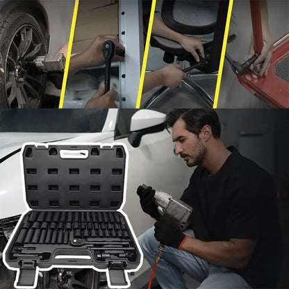 Complete Impact Socket Set with SAE & Metric Sockets, Adapters & Storage Case