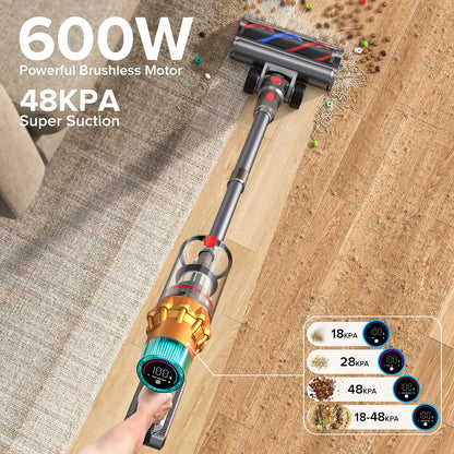 Cordless Stick Vacuum Cleaner with 48KPa Powerful Suction & Self Standing Design