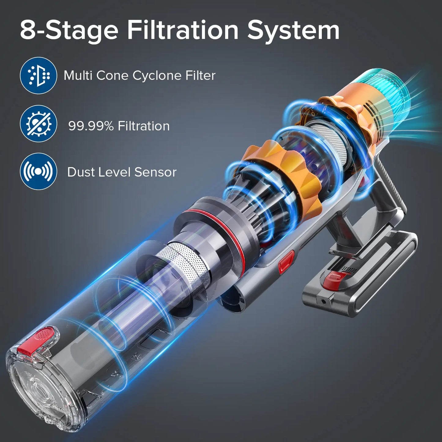 Cordless Stick Vacuum Cleaner with 48KPa Powerful Suction & Self Standing Design
