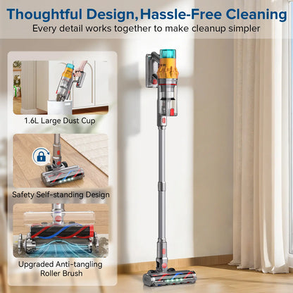 Cordless Stick Vacuum Cleaner with 48KPa Powerful Suction & Self Standing Design