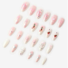 Never Have I Ever - Strawberries N Crème - Almond Press-On Nails