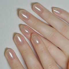 Cyflymder  10Pcs Cat Eye Handmade Press on Nails Tulip Flower Fake Nails Short Wearable Stick-on Nails False Nail 네일팁 Накладные Ногти Uñas