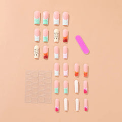 Cyflymder  24pcs Long Ballet Press on Nails Ins Ocean Shell French Fake Nails for Women Girls Wearable Detachable European False Nails