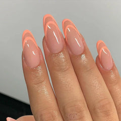 Cyflymder  24pcs/set Pink Gradient Almond Press on Nails Pure False Nails Simple Wearable Stick-on Nails Fake Nail Uñas Накладные Ногти 네일팁