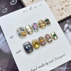 Cyflymder  10Pcs Autumn Handmade Press on Nails Brown Square Fake Nails Wearable Stick-on Nails Short False Nail 네일팁 Накладные Ногти Uñas