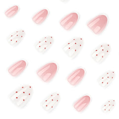 Cyflymder  24pcs INS Sweet Pink Fake Nails White French Almond Press on Nails Sweet Girl Korean Style Wearing False Nail Patches