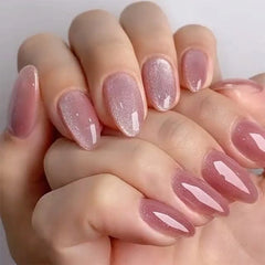 Cyflymder  24pcs Pink Almond Press on Nails Simple False Nails Wearable Stick-on Nail Fake Nails Uñas Postizas Mujer Накладные Ногти 네일팁