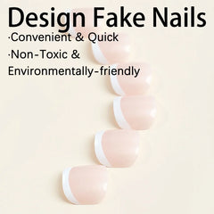 Cyflymder  French False Toe Nails White Edge Design Ins Simple Artificial Toe Nails Patch Wearable Removable Korean Press on Toenails 24pcs