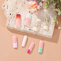 Cyflymder  24pcs Long Ballet Press on Nails Ins Ocean Shell French Fake Nails for Women Girls Wearable Detachable European False Nails
