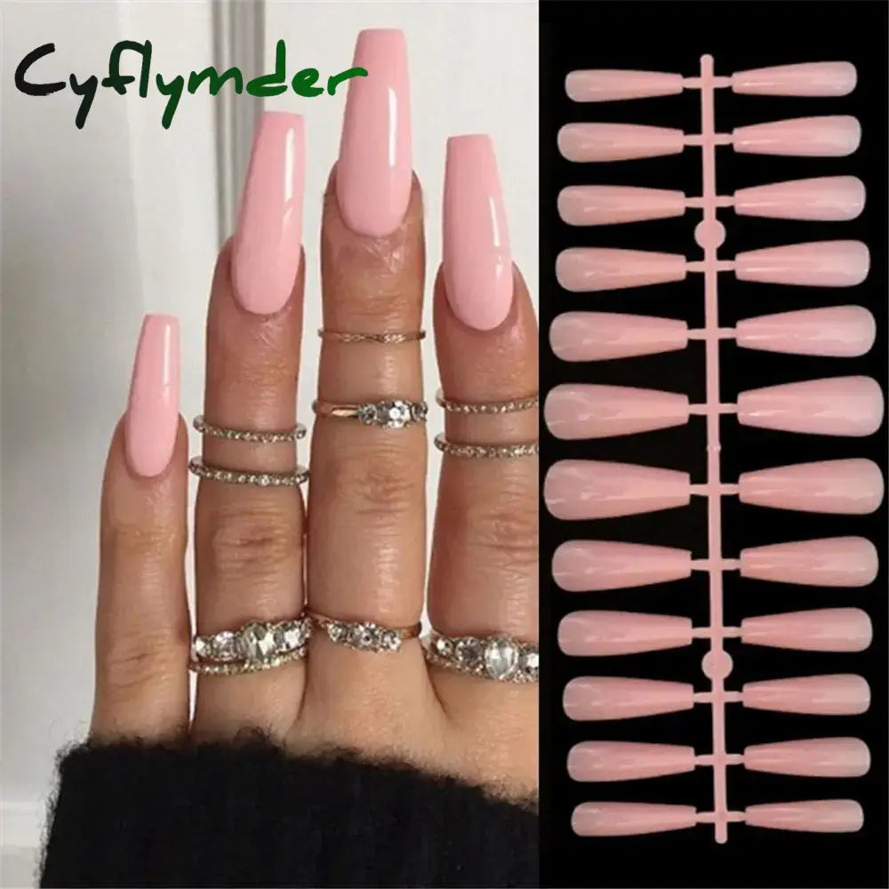 Cyflymder 24pcs Gentle Gradient French Fake Nails Short Square False Nails Artificial Nail Tips Press on Fingernail Wearable Nail Patch