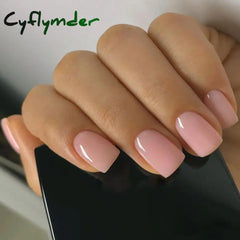 Cyflymder 24pcs Simple French False Nails White Square Head Fake Nails Short Natural Detachable Full cover Nail Tips Press on nails